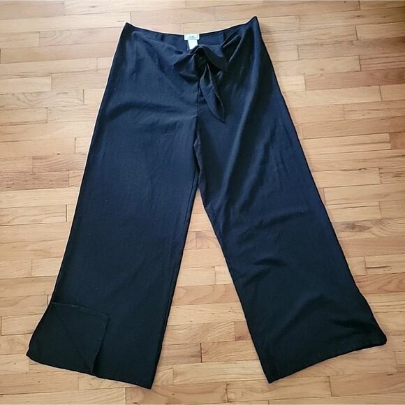 Tommy Bahama Wide Leg Split Hem Self Tie Cover Up Pants Black Beachy Boho Resort - Picture 1 of 11
